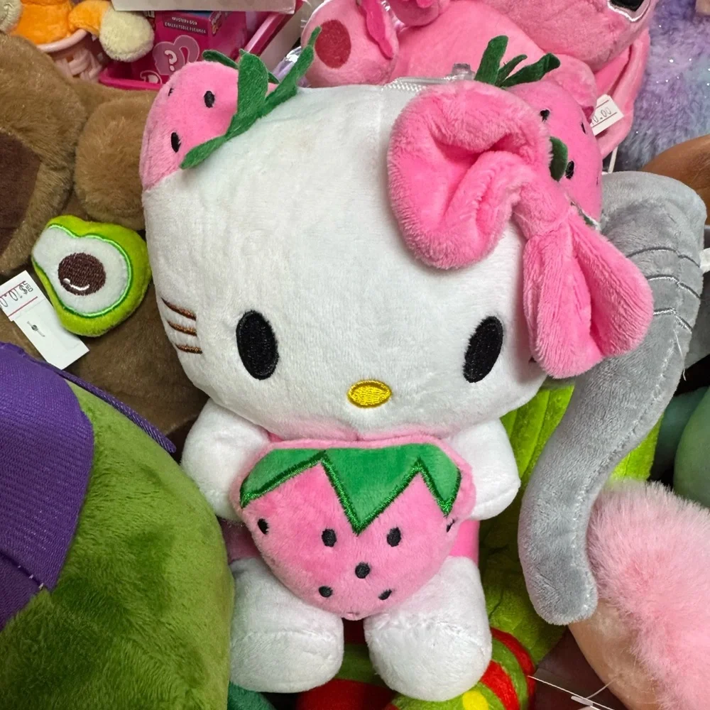 Hello Kitty Plush with Pink Strawberry and Bow - Picture 2 of 2